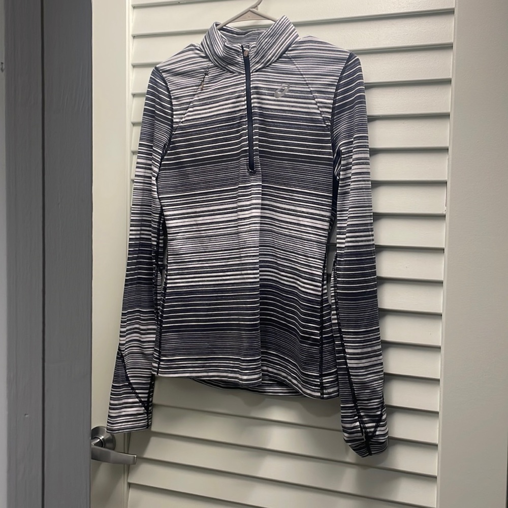 Quarter zip athletic sweater striped ASICS